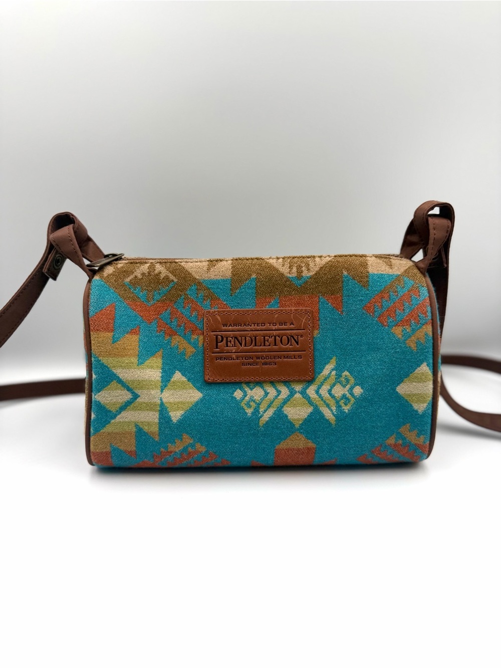 Pendleton Journey West Southwestern Wool Barrel Crossbody Bag